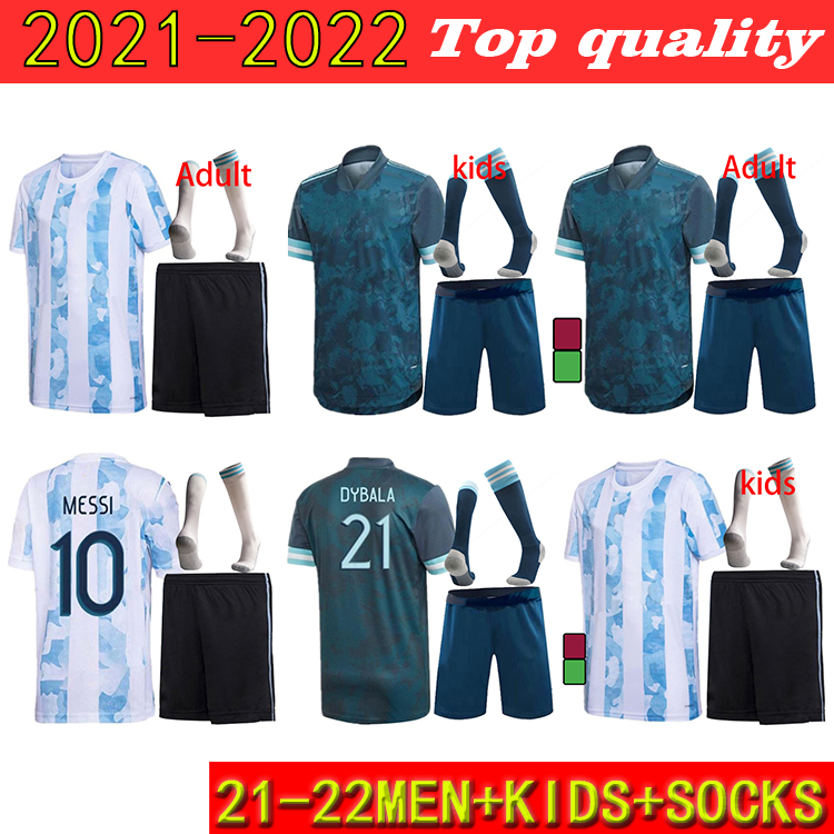 

Argentina soccer Jersey Fans version 2021 Copa america MESSI DYBALA AGUERO football shirt Men + Kids kit socks uniforms 20 21, Black