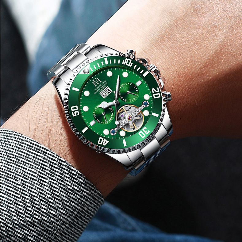 

Green Water Ghost Luminous Automatic Mechanical Men's Watch Solid Strap Waterproof Watches