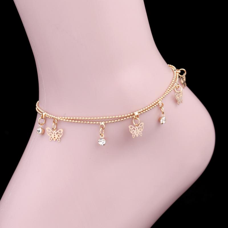 

Anklets Gold Butterfly Anklet For Women Ankle Bracelet Stainless Steel Her, Red;blue