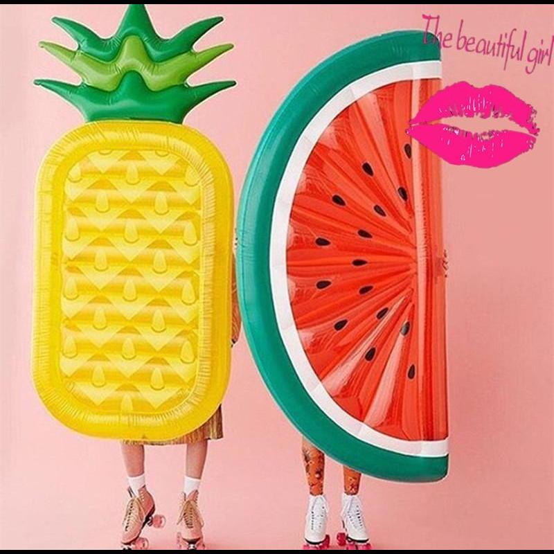 

Inflatable Floats & Tubes Giant Pool Float Mattress Water Toys Watermelon Pineapple Cactus Beach Swimming Ring Fruit Floatie Air -40