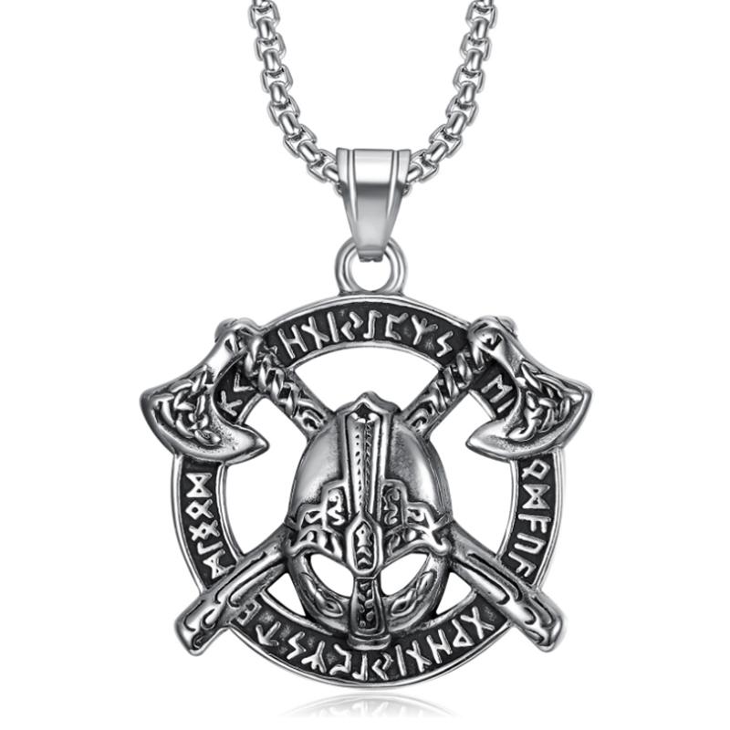 

Pendant Necklaces Personality Creative Retro Viking Knight Amulet Necklace Hip Hop Trend Party Punk Jewelry, Silver