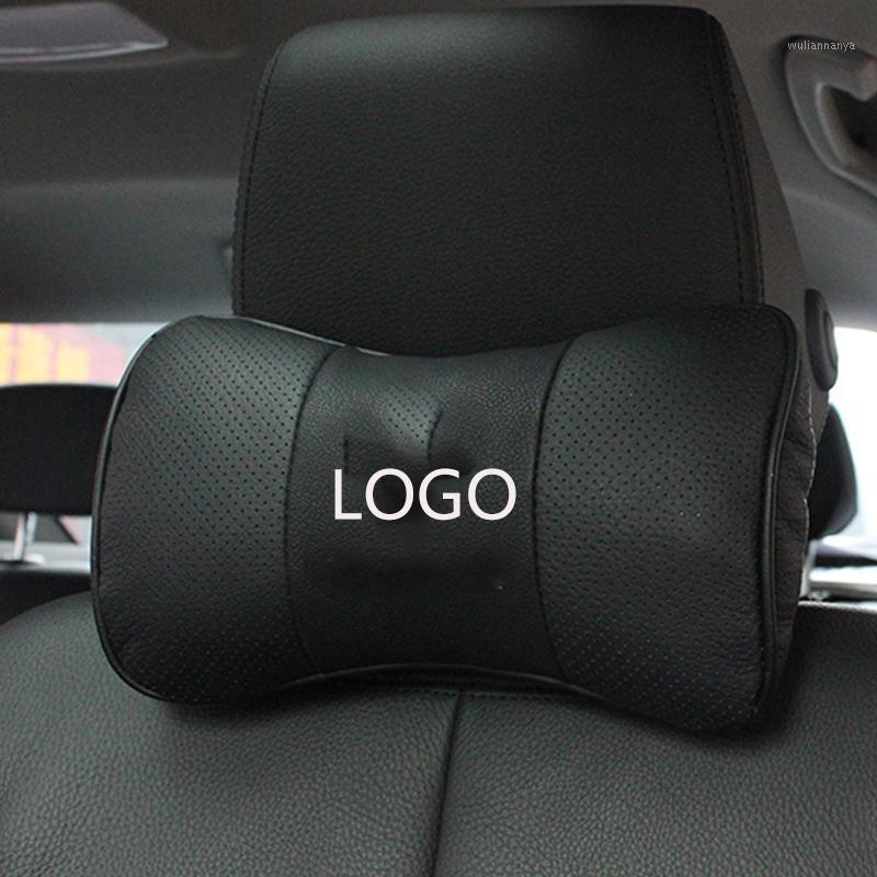 

Seat Cushions Real Cowhide 2PCS Car Styling Leather Neck Pillow Head Headrest Cushion Cover For Cooper R56 Accessories