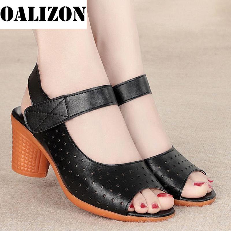 

Sandals Summer 2021 Lady Women Sexy Hollow Peep Toe High Chunky Heels Slingback Shoes Casual HOOK & LOOP, Black