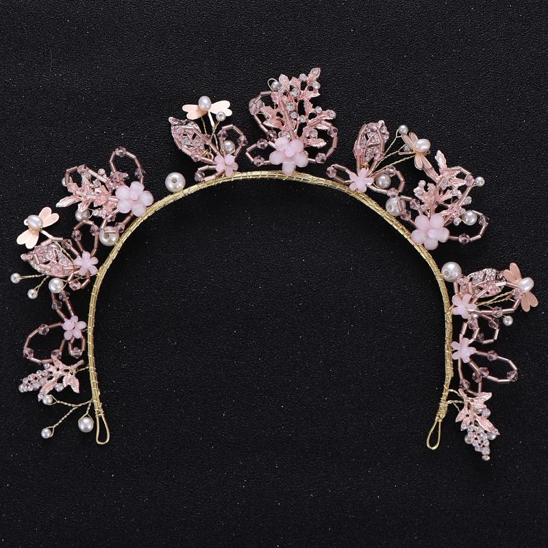 

Hair Clips & Barrettes Vintage Handmade Wedding Tiara Hairband Gold Crystal Pearl Flower Bridal Headpiece Princess Accessories Jewelry, Golden;silver