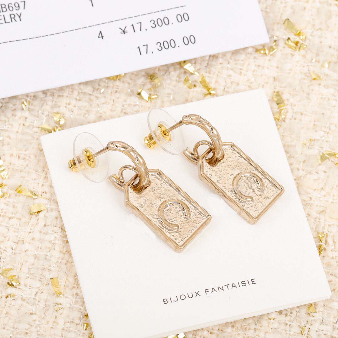 

Fashion style special design Charm rectangle shape drop earring for women wedding jewelry gift have stamp and veletbag box PS3903