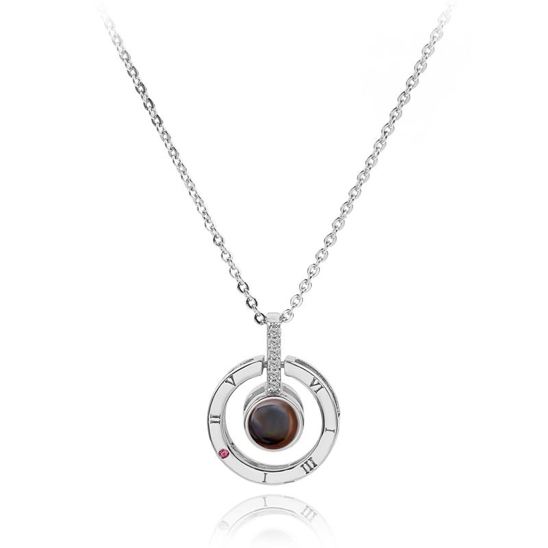 Chokers Collier Femme 2021 Girl&#039;s Jewelry 100 Languages I Love You Projection Pendant Necklace Romantic Memory Wedding Necklaces-image-700142345