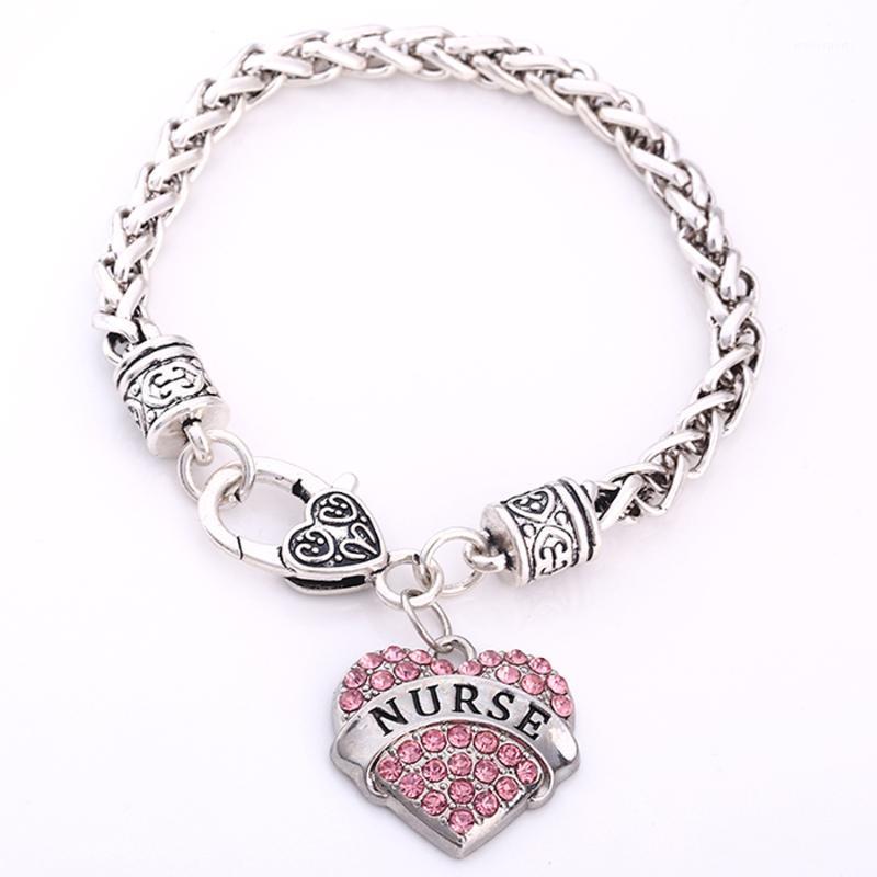 

Charm Bracelets Gifts For Engraved Crystal Adorned Heart Shaped Pendant Lobster Claw Bracelet Gift1
