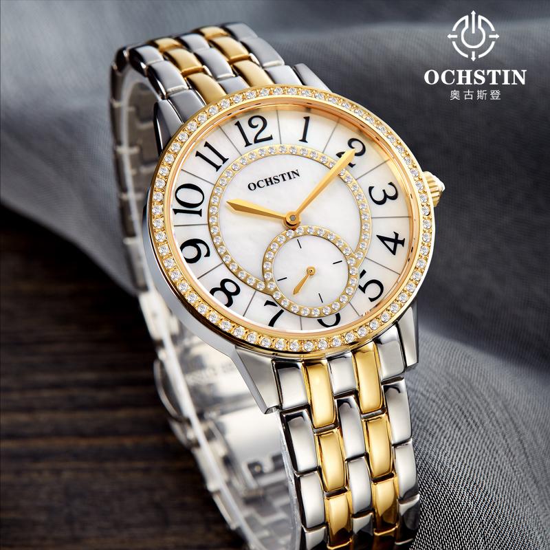 

Wristwatches Top Brand Ochstin Women Stainless Steel Japanese Quartz Watch High Quality Fashion Casual Waterproof Wrist Watches With Diamond, Silver white
