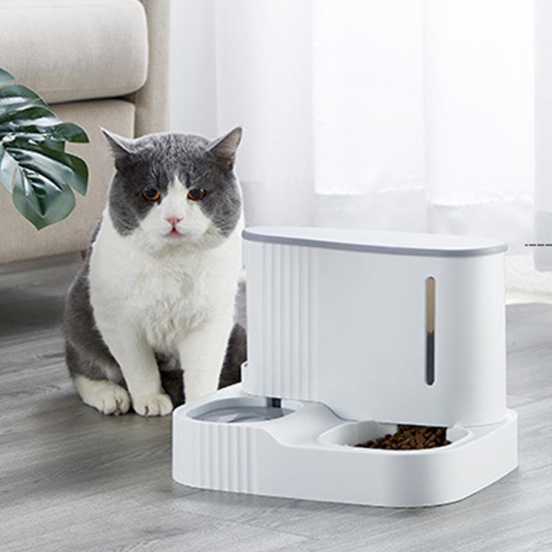 

Cat Bowls & Feeders Pet Food Bowl Dog Automatic Feeder With Dry Storage Drinking Water Fountain Kitten Puppy Feeding Container Drinker