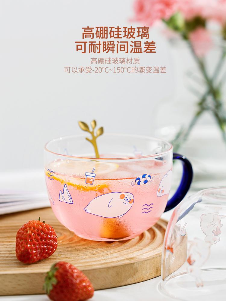 

Transparent Round Glass Cup Coffee Colored Funny Cartoon Modern Breakfast Vasos Cristal Agua Home Garden BL50BL Wine Glasses
