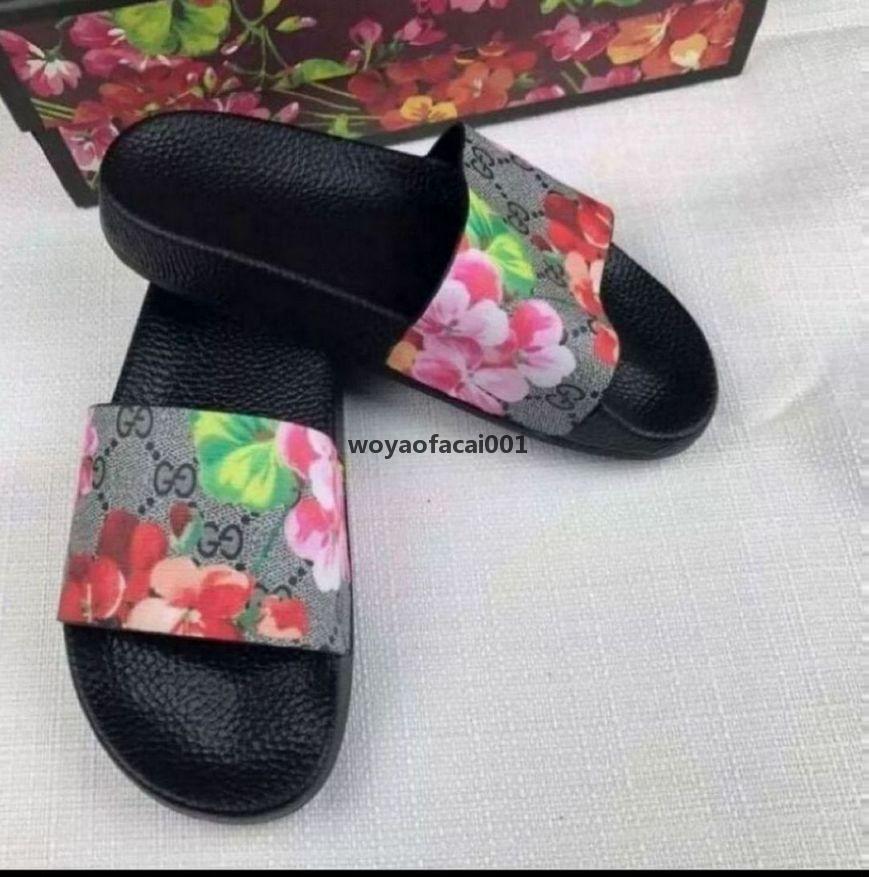 

01-M23 LOUIS bag VITTON fashion Beach Slide Sandals male female flower blooms print leather Slippers EUR:36-45, Red;black