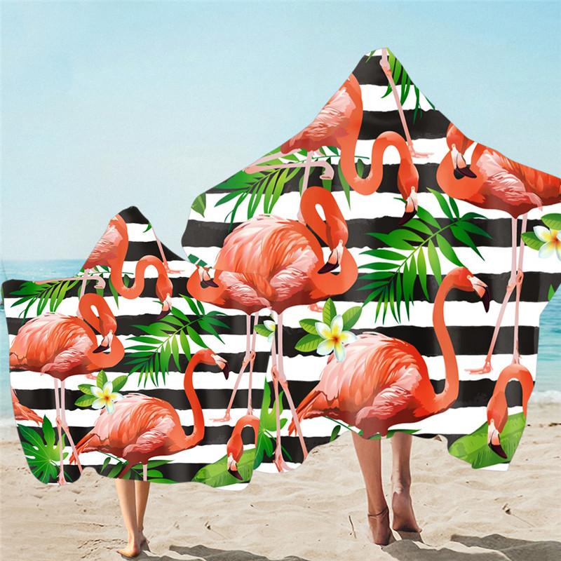 

Flamingo Hooded Bath Towels Microfiber Adult Children's Wear-resistant Beach Towel