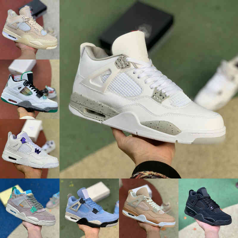 

2021 New University Blue 4 4s Basketball Shoes Mens Cream Sail Desert Moss White Oreo Pine Green What The Black Cement Cat Shimmer Union Taupe Haze Trainer Sneakers, Unions taupe haze