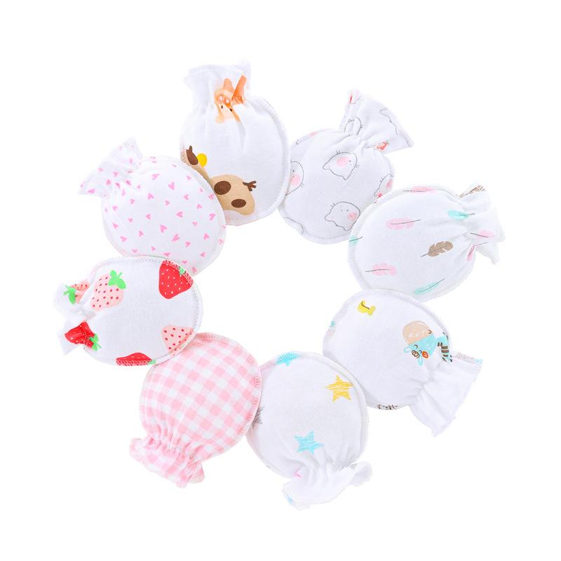 

Children's Mittens 1Pairs Random Fashion Anti Scratching Gloves Born Protection Face Cotton Scratch Baby, White