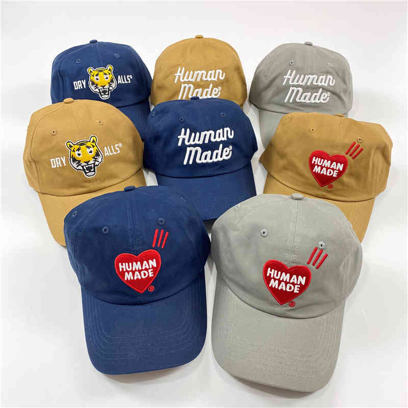 

Human Made Men's and Women's Baseball Cap Love Tiger Embroidered Curved Brim Cap Couple's Duck Tongue Hat, Blue;gray