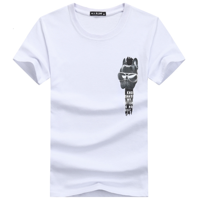 

Men's T-Shirts Male summer short T-shirt youth around neck half sleeve printed white shirt men's solid color beautiful tide, Black