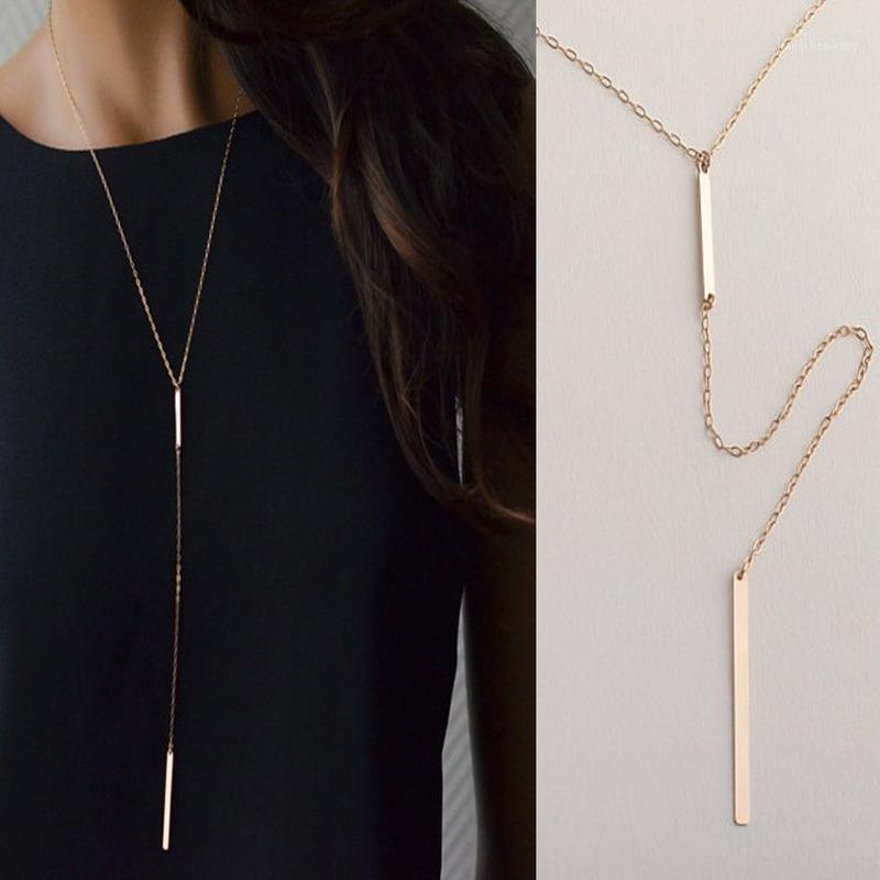 

Chains Simple Fashion Long Thread Tassel Two Metal Rod Pendant Necklace Men's Party Sweater Chain Accessories Jewelry
