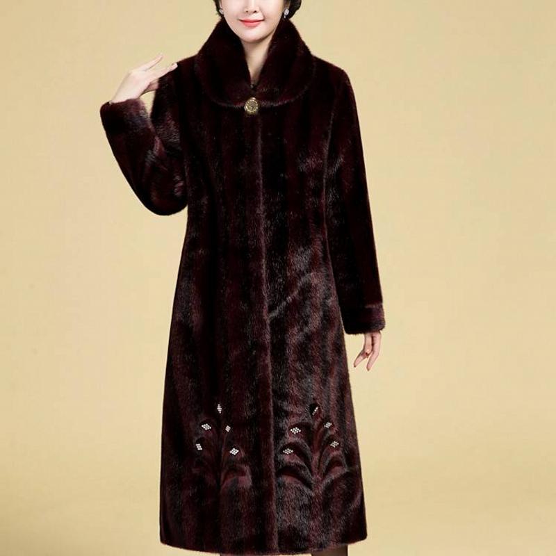 

Women's Fur & Faux Haute Couture Women Coat Big Sizes Long Winter Coats Middle Age Clothing Imitation Mink Artificial, Black
