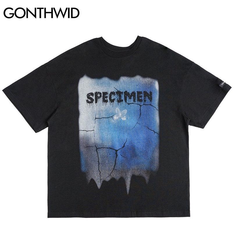 

Tees Shirts Hip Hop Casual Punk Rock Gothic Streetwear Harajuku Summer Fashion Cotton Loose Short Sleeve Tshirts Tops 210602, Black