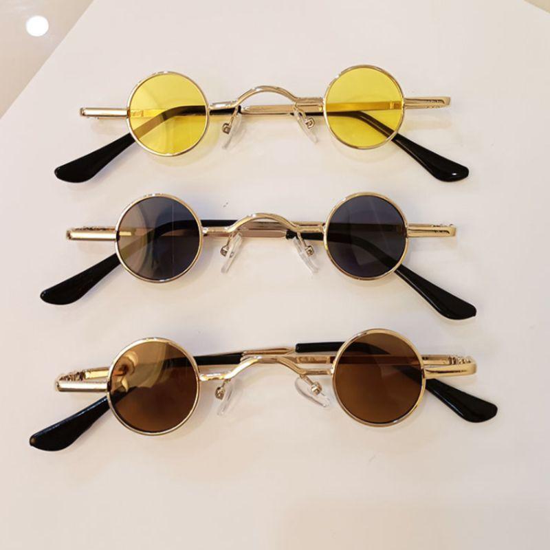 

Sunglasses 2022 Round Small Frame Children's Hip-Hop Punk Retro Prince Boys And Girls Fashion Metal Glasses, Blue