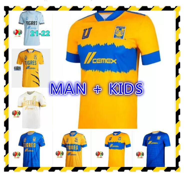 

man kids kit 21/22 7 Star Tigres Home Soccer Jerseys 2021 Away GIGNAC Camiseta de Foot Maillot Shirt Third Football Uniform