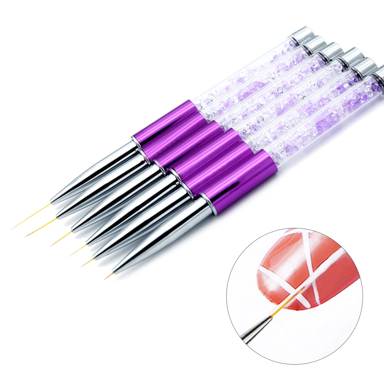

5-20mm Nail Art Line Painting Brushes Crystal Acrylic Thin Liner Drawing Pen Manicure Tools UV Gel in stock
