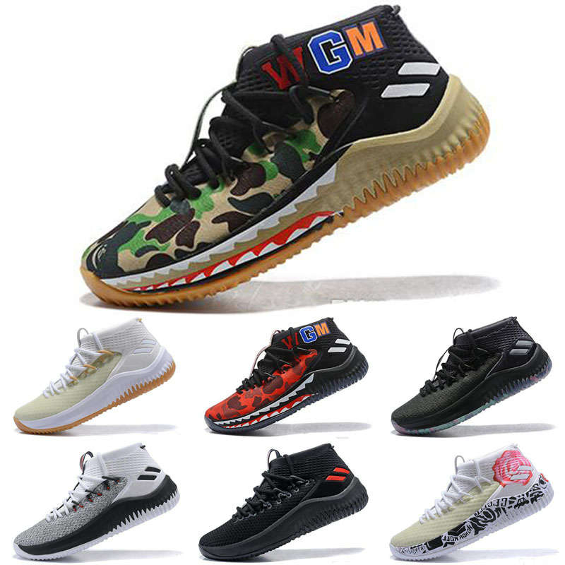 

HOT Damian Lillard 4 x DAME PACK Shark Camouflage Running Shoe Green Red Brown Upper Quality Classic Sport Sneaker