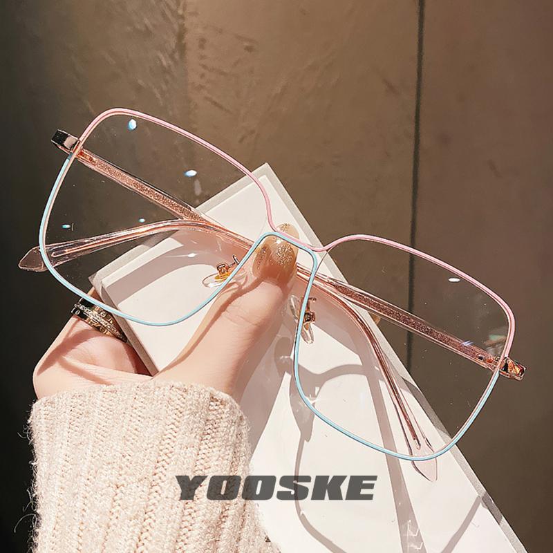 

Sunglasses YOOSKE Sqaure Optical Glasses Women Men 1.56 Resin Anti Blue Light Lens Metal Frame Can Be Customizable Myopia