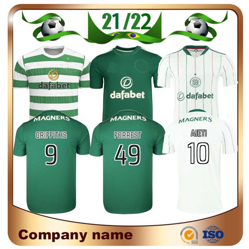 

21/22 Celtic AJETI TURNBULL soccer jerseys 2021 home green EDOUARD JOHNSTON GRIFFITHS McGREGOR Maillots de fooT FORREST football Shirts uniforms, Away