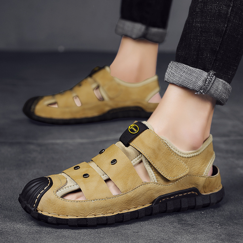 

Slippers Large leather sandals for men summer Roman 47 48 FC3E, 1# shoe box