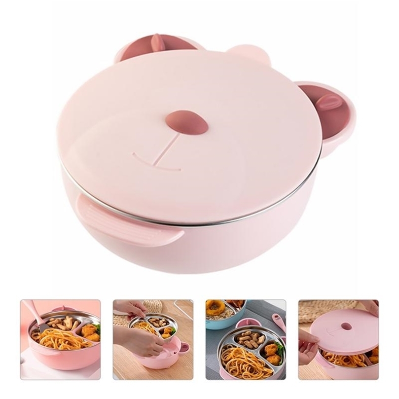 1pcs Baby Dishes Thermal Insulation Lunch Box Cute Tableware Bowl Portrable Suction 211026-image-735205112