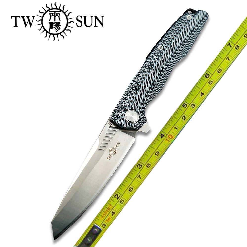 

New Night Morning Design TwoSun Knives D2 Blade Ball Bearings Fast Open Pocket Folding Knife TS16-G10