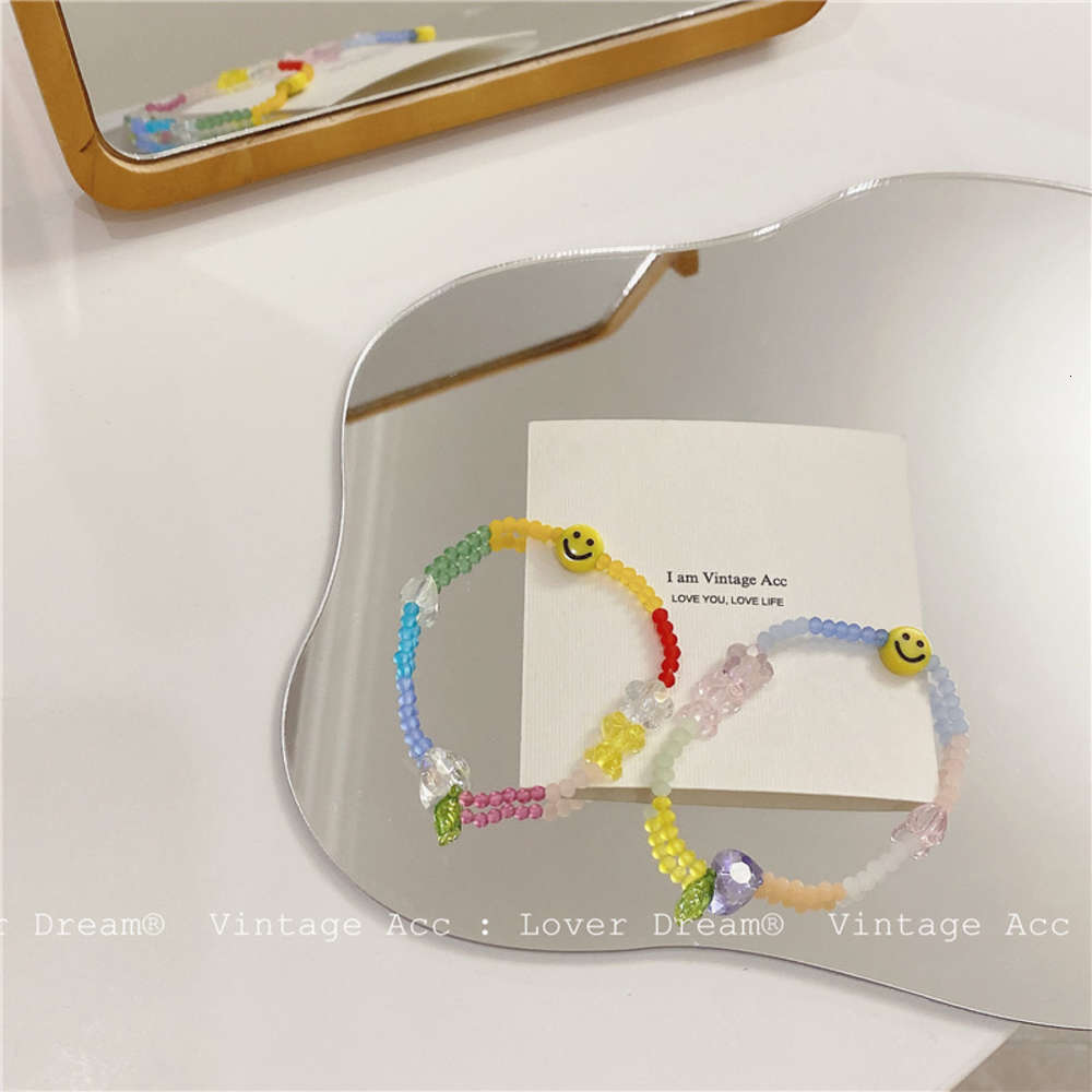 

Korean geometric Rainbow Bracelet version ins color smile girl chic style, Golden;silver