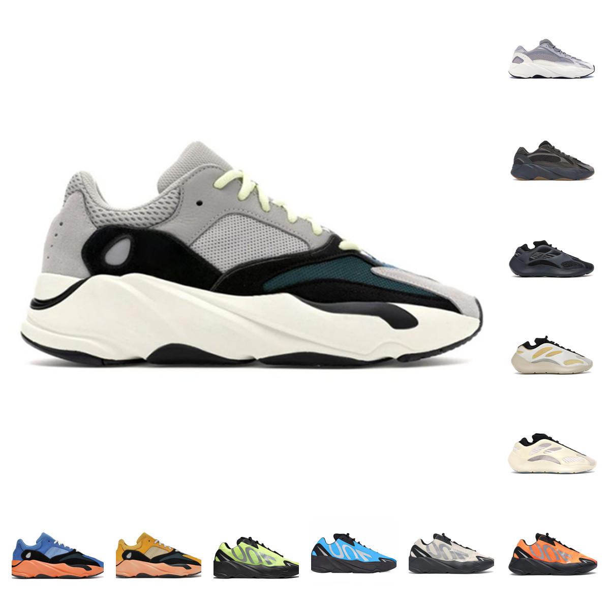 

700 men women running shoes Bright Blue V3 Alvah Azael Wave Runner Safflower high quality sneakers 700s Sun MNVN Orange Salt V2 Vanta traine