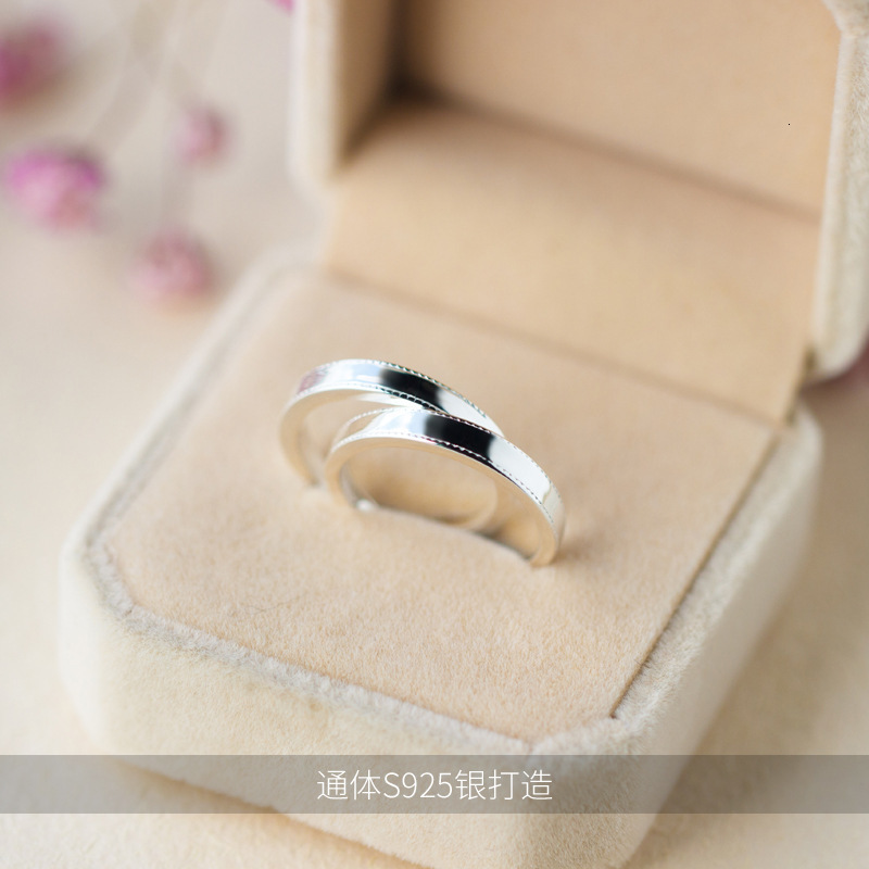 

925 silver japanese korean fashion smooth opening adjustable male and female couple ring j1215