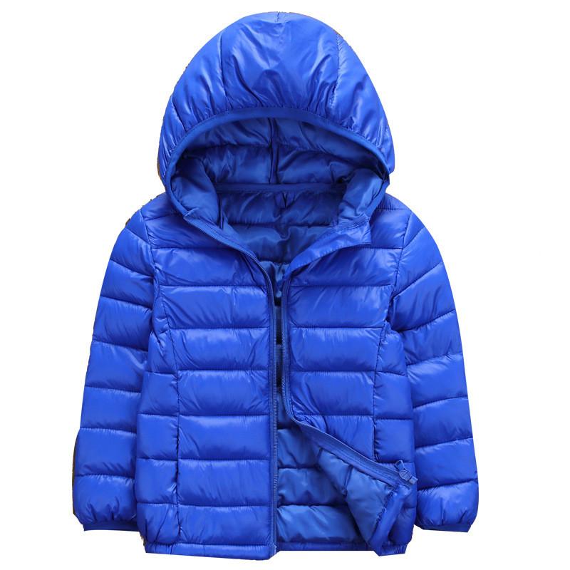 

Coat Children Autumn Winter Jackets For Boys Girls Cotton Hooded Coats Solid Outerwear Kid Clothes Ultra-light Warm Parkas 4-12 Years, Blue;gray