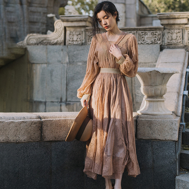 

ZAWFL Engaland style shirt + retro long skirts sets female pullpver v-neck Tops High Waist beach vacation Suits 210525, Picture color