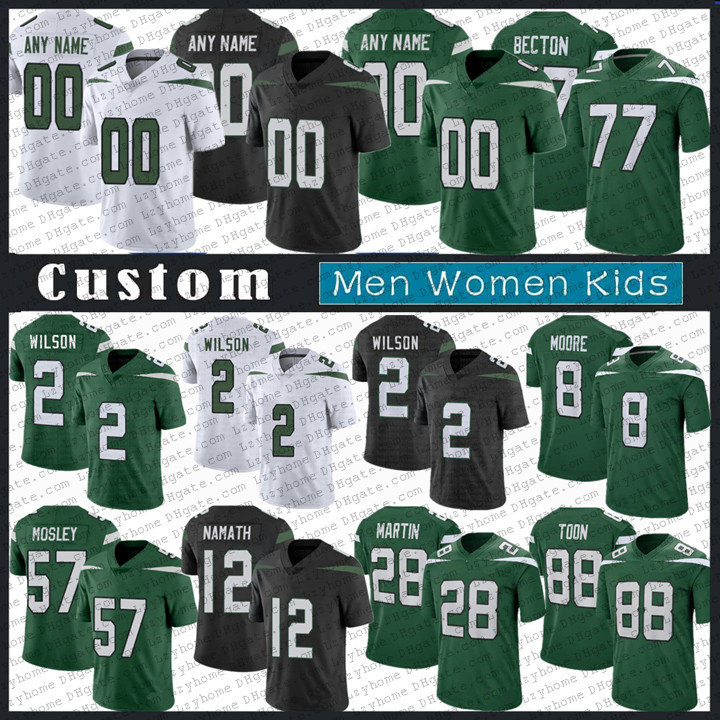 

2 Zach Wilson 8 Elijah Moore Mens Women Kids Custom NY Football Jerseys 77 Mekhi Becton Denzel Mims Joe Namath Curtis Martin Corey Davis C.J. Mosley Mangold Vera-Tucker, My store(lzyhome)