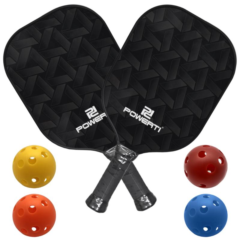 

Table Tennis Raquets Pickleball Paddle And Ball Set Carbon Fiber Surface Pickle Racket 2 Paddles With 4 Balls