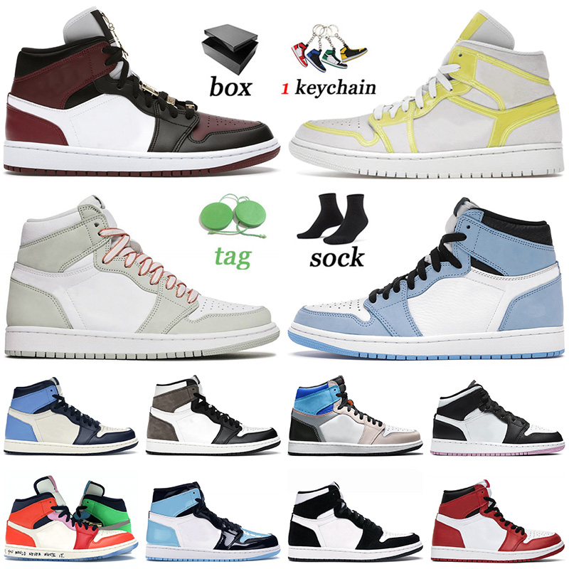 

With Box 2022 Top Jumpman 1 Mens Basketball Shoes University Blue Seafoam Mid White Black Dark Beetroot Off Jordan 1s Retro Men Women Sneakers Trainers 36-46, C3 hand crafted 40-46
