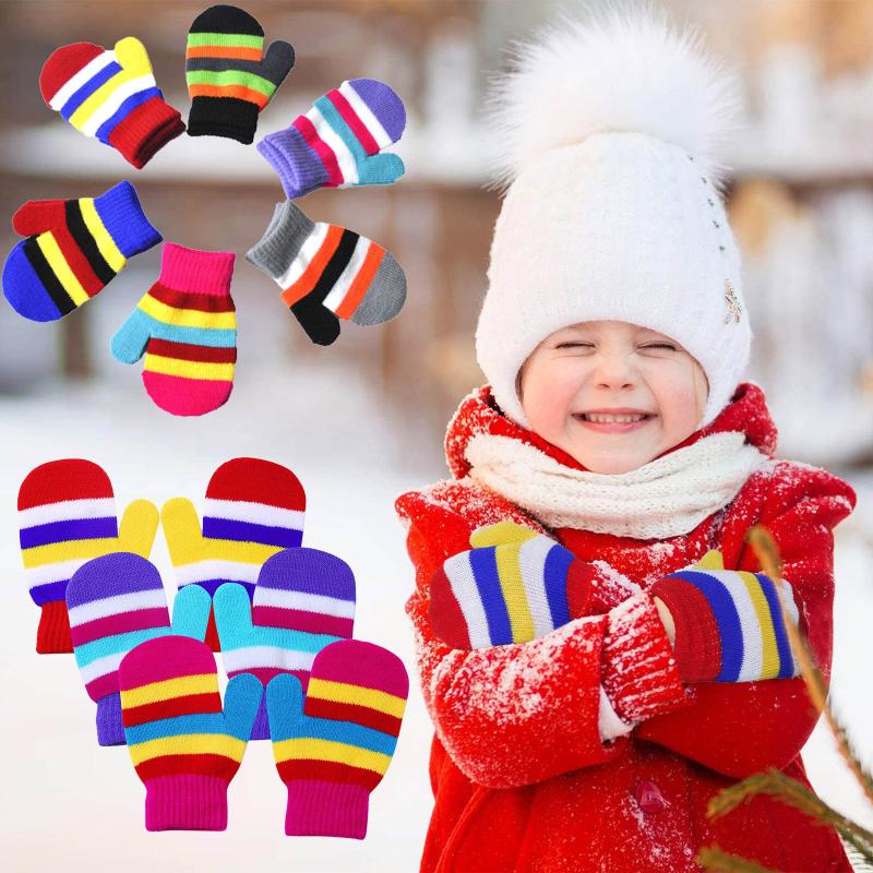 

Children's Mittens Winter Gloves Infant Baby Cute Heart Print Girls Boys Of Warm Knit Glove Children Mitaine, White
