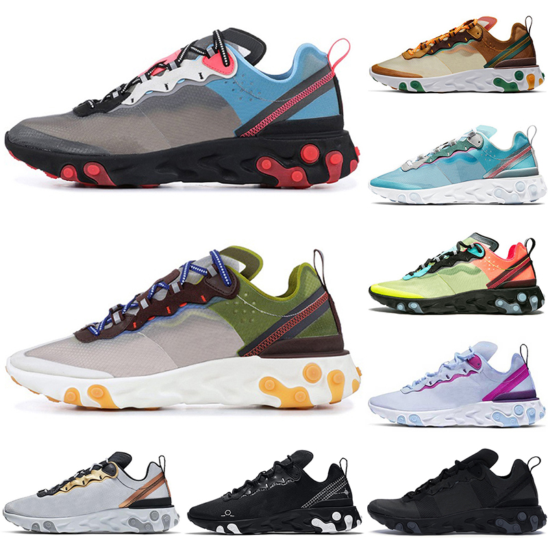 

new classic original element 55 87 react running shoes Triple Black white Anthracite Sail Dark Grey Solar Red pale pink Orange Peel Royal Tint Volt Racer purple cool, Blue purple