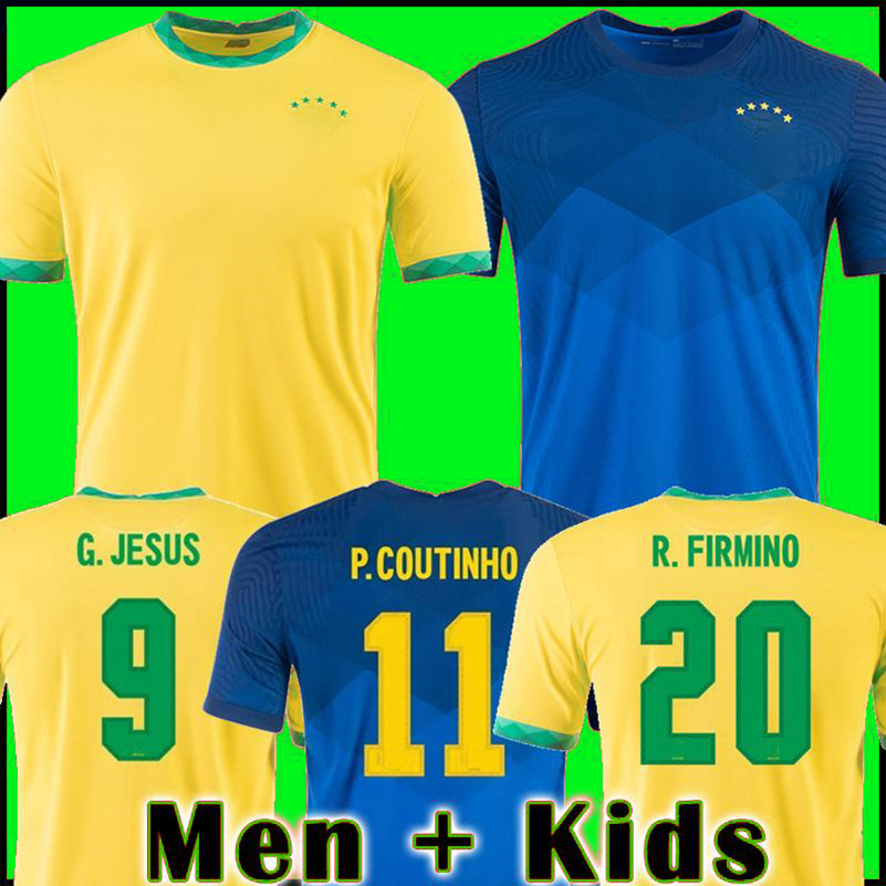 

2021 BRAZIL soccer jerseys Richarlison G.JESUS home away Brasil football shirt set 20 21 COUTINHO R.FIRMINO NEYMAR CASEMIRO MARCELO T-shirt, Black;yellow