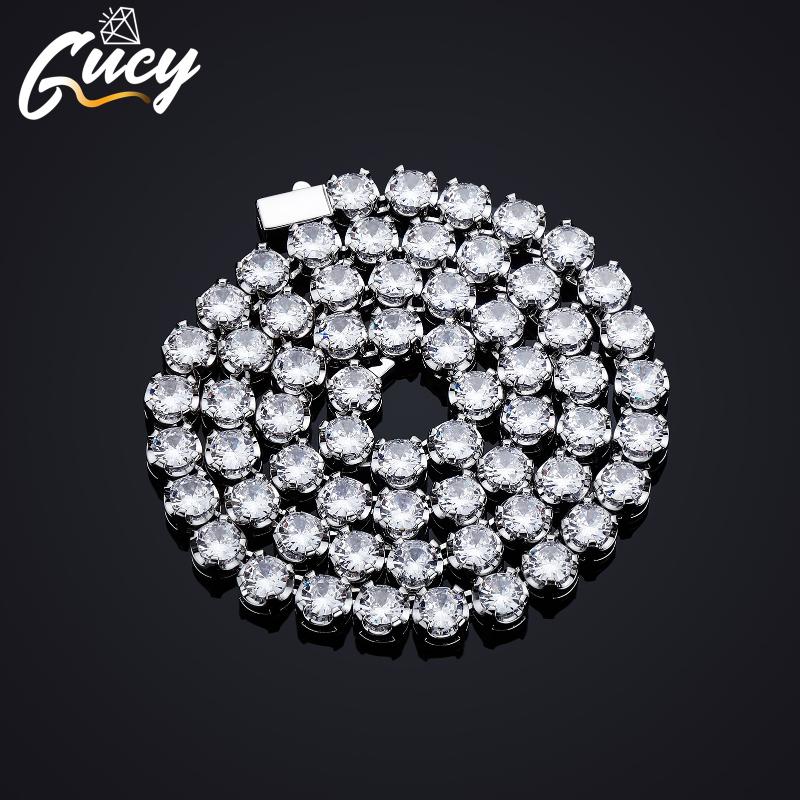 

Chains GUCY 3MM-6MM Cubic Zirconal Tennis Full Iced Out Zirconia Luxury Fashion Hip Hop Choker Necklaces Jewelry, Silver