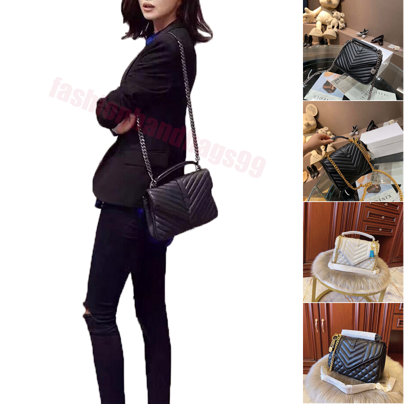 

Ladies Black Calfskin Caviar Classic Diamond Quilted Bag Chains Double Flap Medium Genuine Leather Crossbody Shoulder Bags Famousbags Bolsa De Hombro, #0