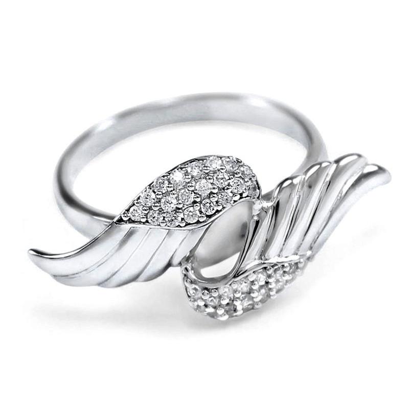 

Wedding Rings Vintage Female Angel Wing Thin Ring Dainty Silver Color Engagement Charm White Zircon Stone For Women, Slivery;golden
