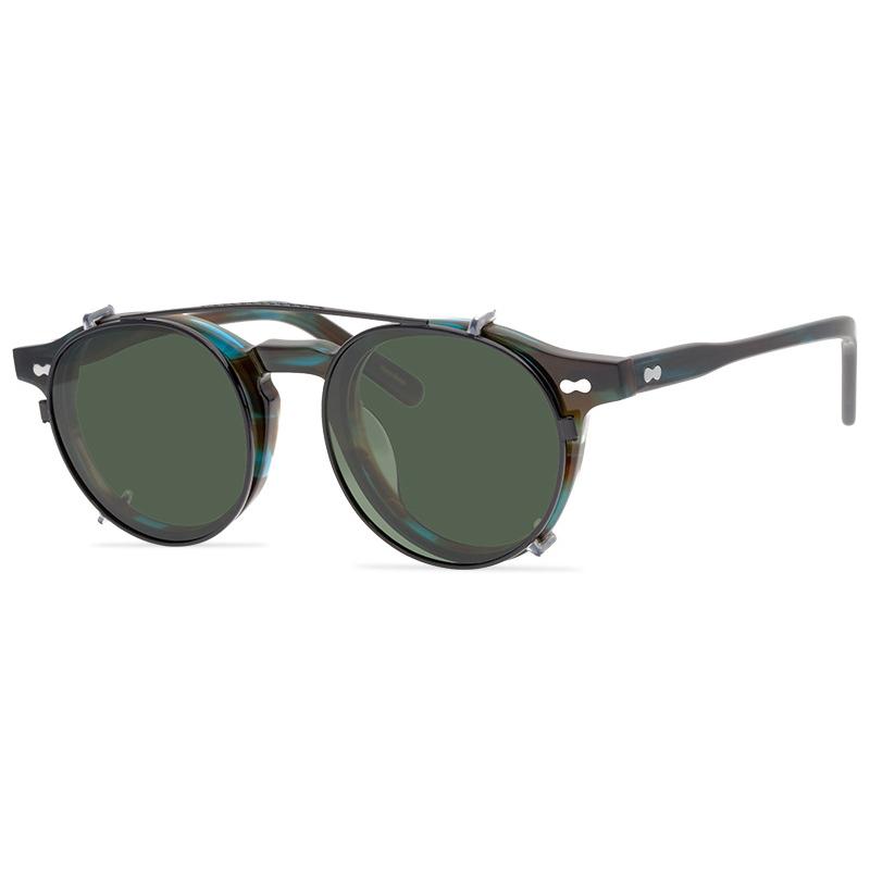 

Belight Optical Women Men UV400 Protection Vintage Round Shape Acetate Rivet Trim Clip On Sunglasses With Case Oculos MILTZEN