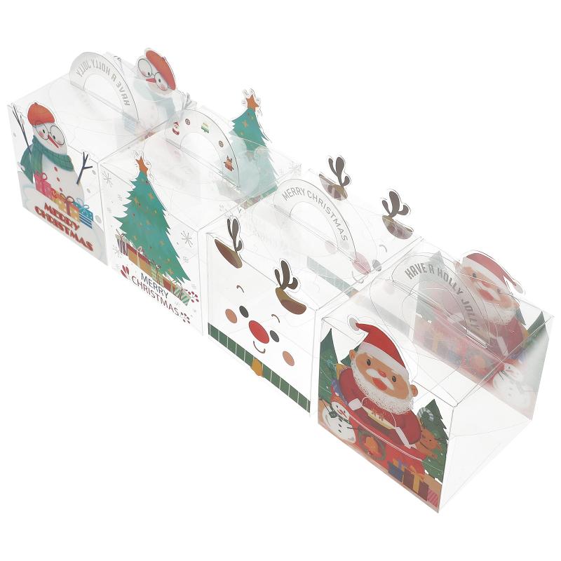 

Gift Wrap 4pcs Xmas Elements Packing Boxes Decorative Festival Packaging Cases