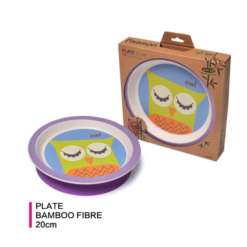 

Dinnerware Sets Fissman Bamboo Fibre Plate Kid Dish With Anti-slip Silicone Base