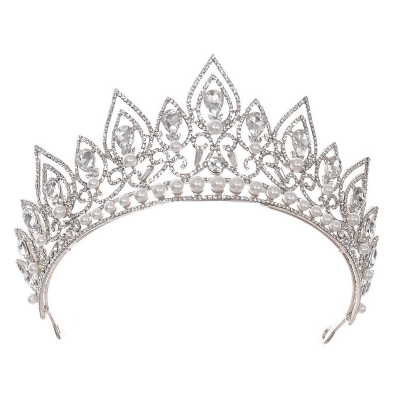

Hair Clips & Barrettes Bridal Crown Crystal Wedding Accessories Tiara Noble Gold Rhinestone Headdress, Golden;silver